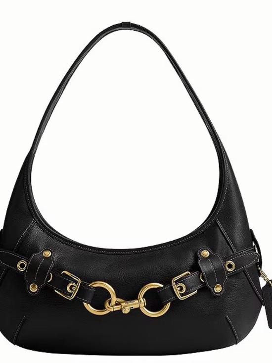 Coach Handbags - Coach Ergo Black Leather Shoulder Bag with Gold Hardware